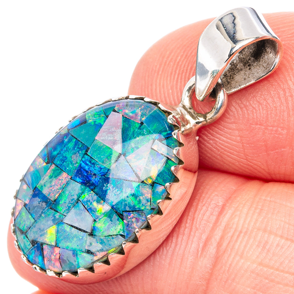 Rare Triplet Opal Pendant 1 1/4" (.925 Sterling Silver)