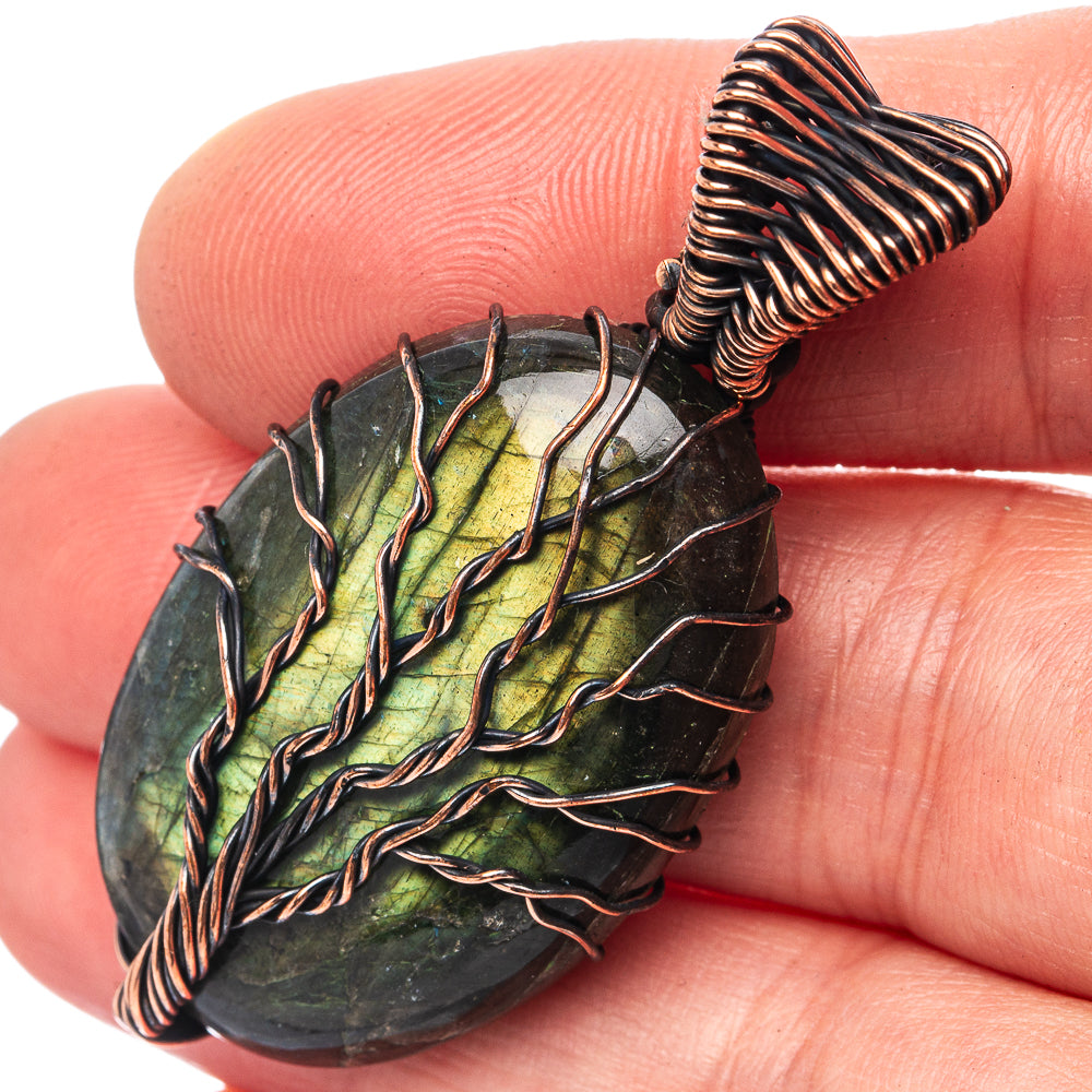 Labradorite Tree of Life Pendant 2" (Oxidized Copper)