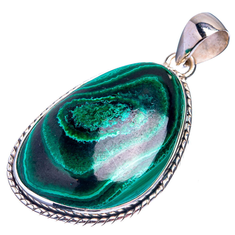 Malachite Pendant 1 7/8" (925 Sterling Silver) P38866