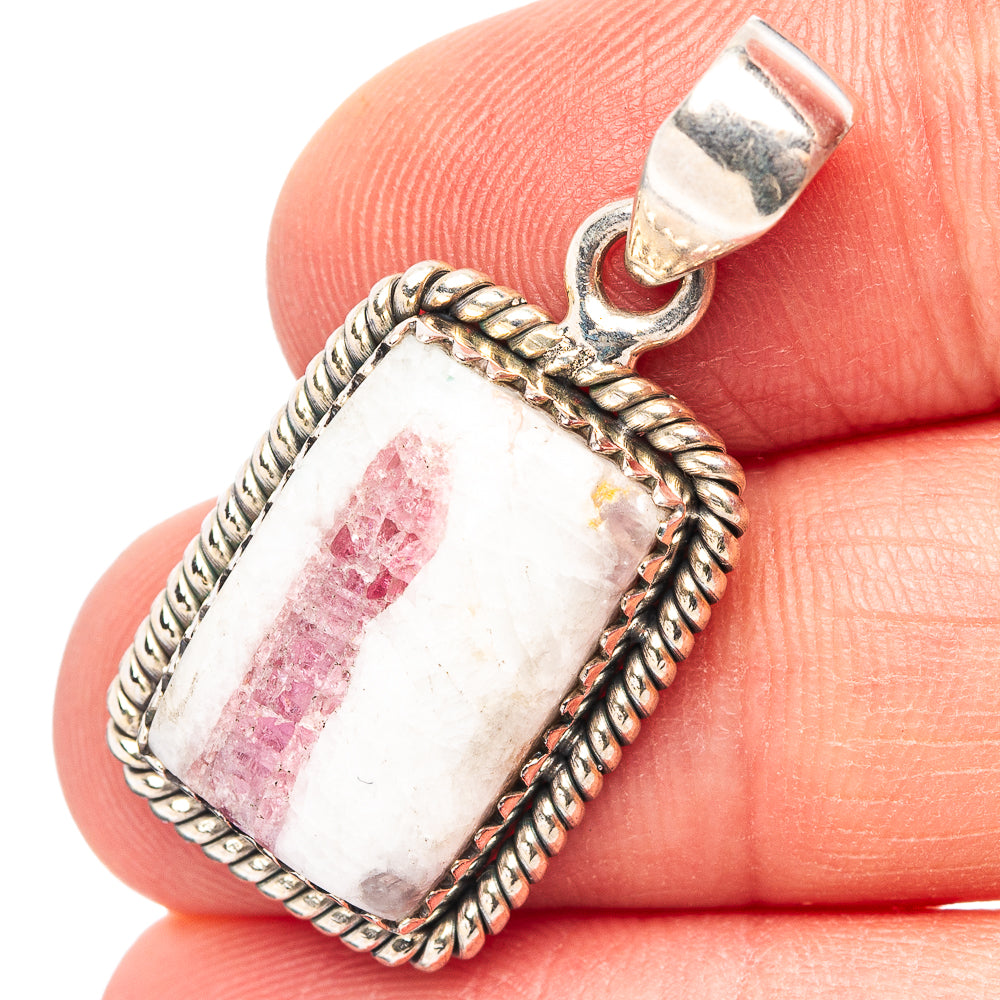 Pink Tourmaline In Quartz Pendant 1 1/4" (.925 Sterling Silver)