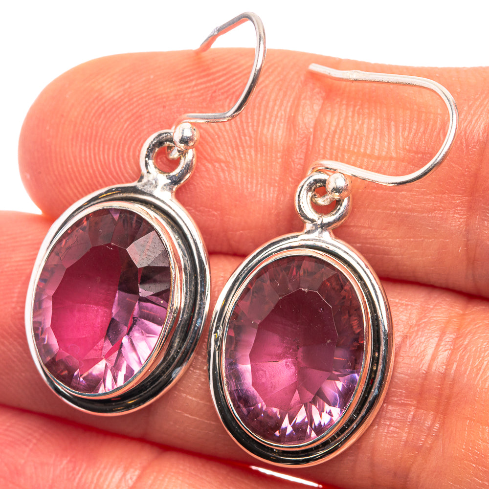 Faceted Alexandrite (Lab.) Earrings 1 3/8" (925 Sterling Silver) E432423