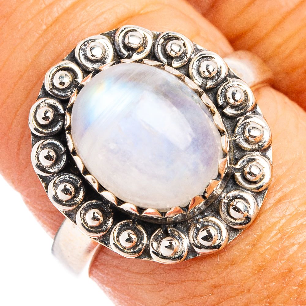 Rainbow Moonstone Ring Size 8 (.925 Sterling Silver)