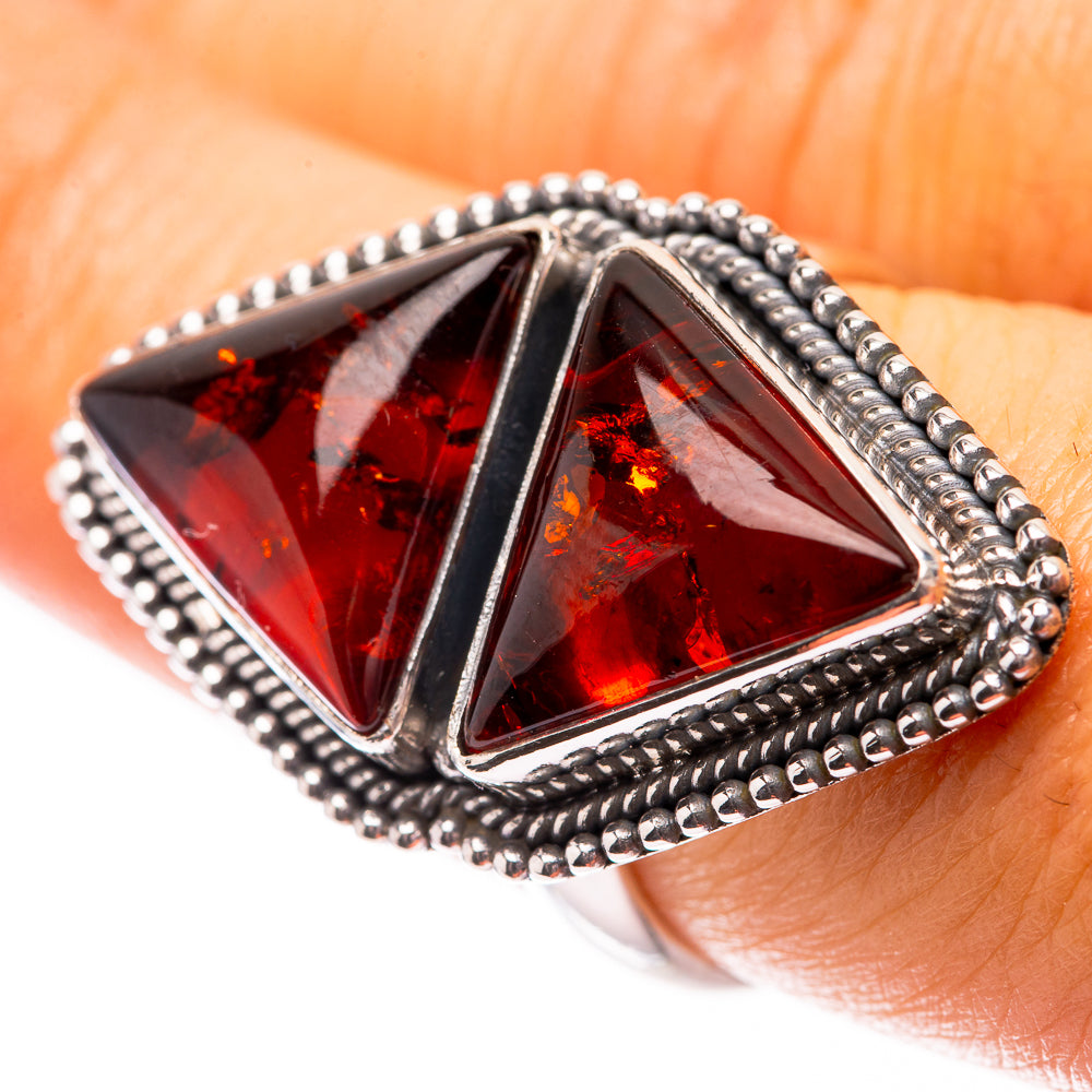 Large Baltic Amber Ring Size 8 (925 Sterling Silver) R140625