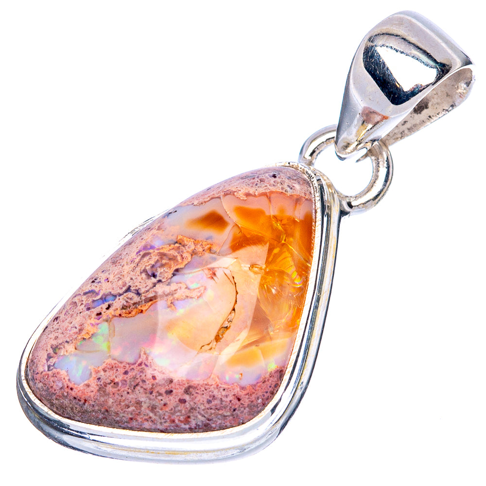Rare Mexican Fire Opal Pendant 1 1/4" (925 Sterling Silver) P41722