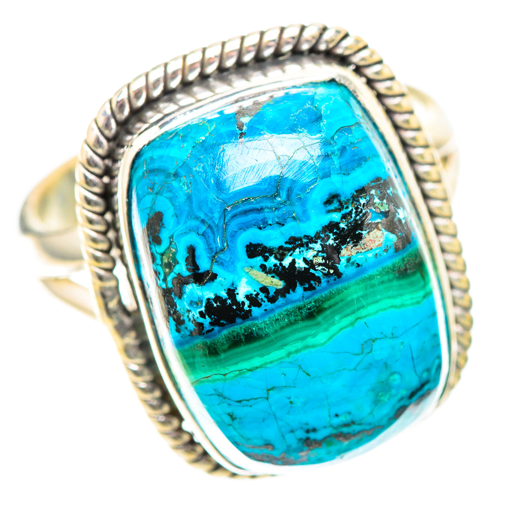 Malachite In Chrysocolla 925 Sterling Silver Ring Size 7.25 (925 Sterling Silver) RING139580