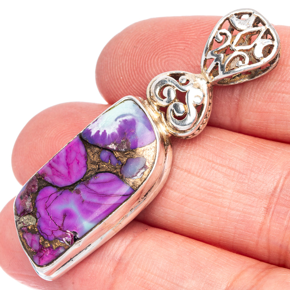 Purple Copper Composite Turquoise Pendant 1 3/4" (925 Sterling Silver) P40108