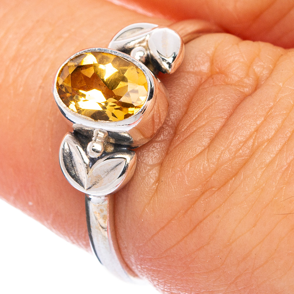 Faceted Citrine Dainty Ring Size 6.5 (925 Sterling Silver) R145651