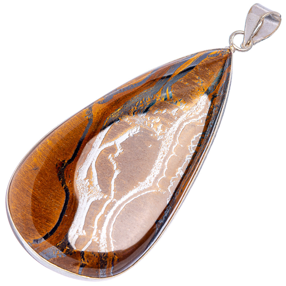 Tiger's Eye Pendant 2 3/4" (Silver Plated)