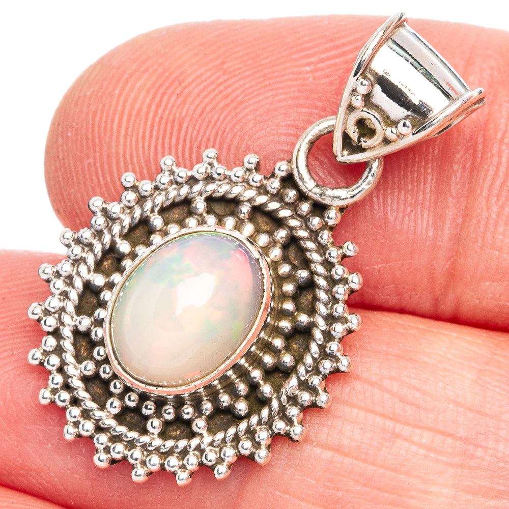 Rare Ethiopian Opal Pendant 1 1/8" (925 Sterling Silver) P40333