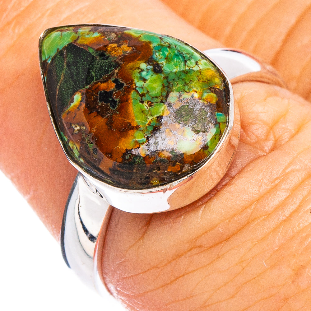 Hebei Spiderweb Turquoise Ring Size 7 (.925 Sterling Silver)