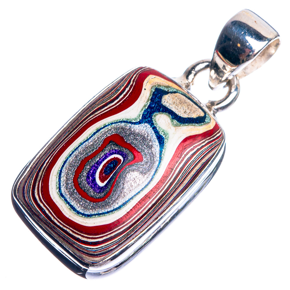 Fordite 925 Sterling Silver Pendant 1 1/4"