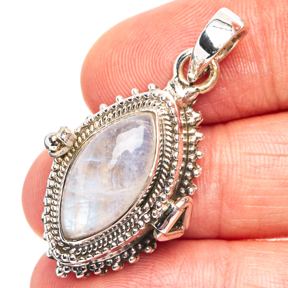 Premium Rainbow Moonstone Poison Pendant 1 1/2" (.925 Sterling Silver)