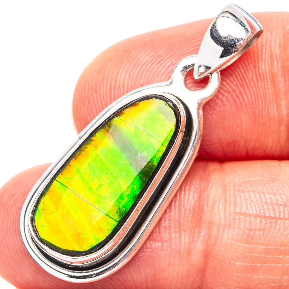 Premium Canadian Ammolite Pendant 1 3/8" (.925 Sterling Silver)