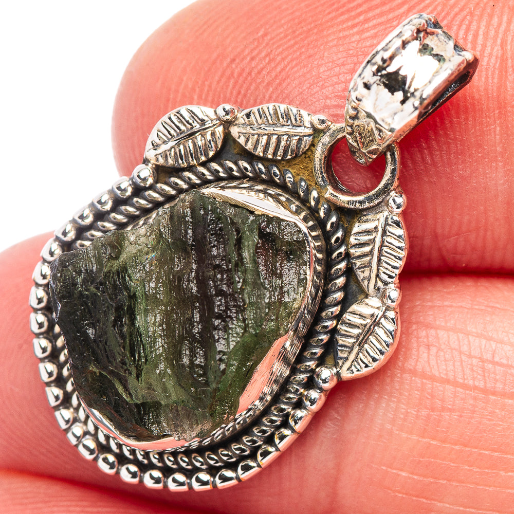 Moldavite Pendant 1 1/8" (.925 Sterling Silver)