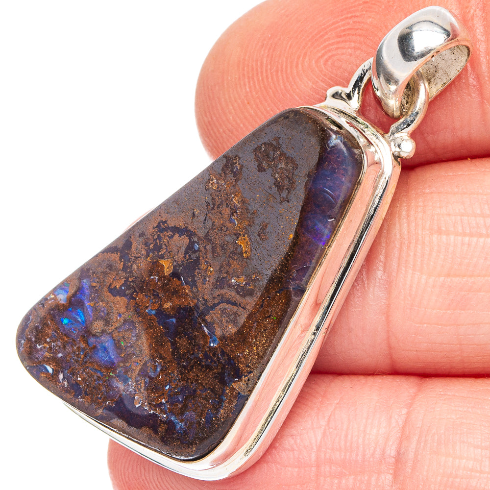 Rare Boulder Opal Pendant 1 5/8" (.925 Sterling Silver)