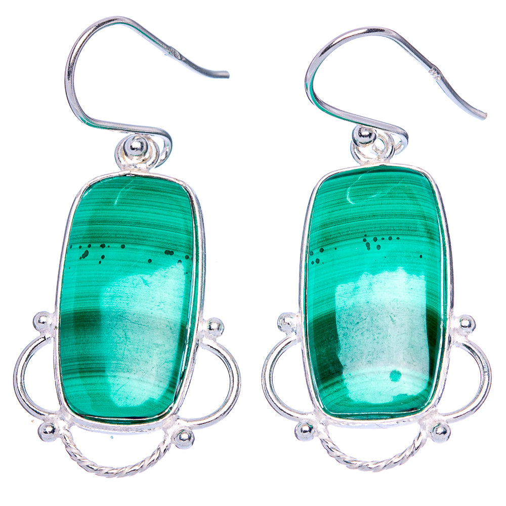 Malachite Earrings 1 5/8" (925 Sterling Silver) E1923