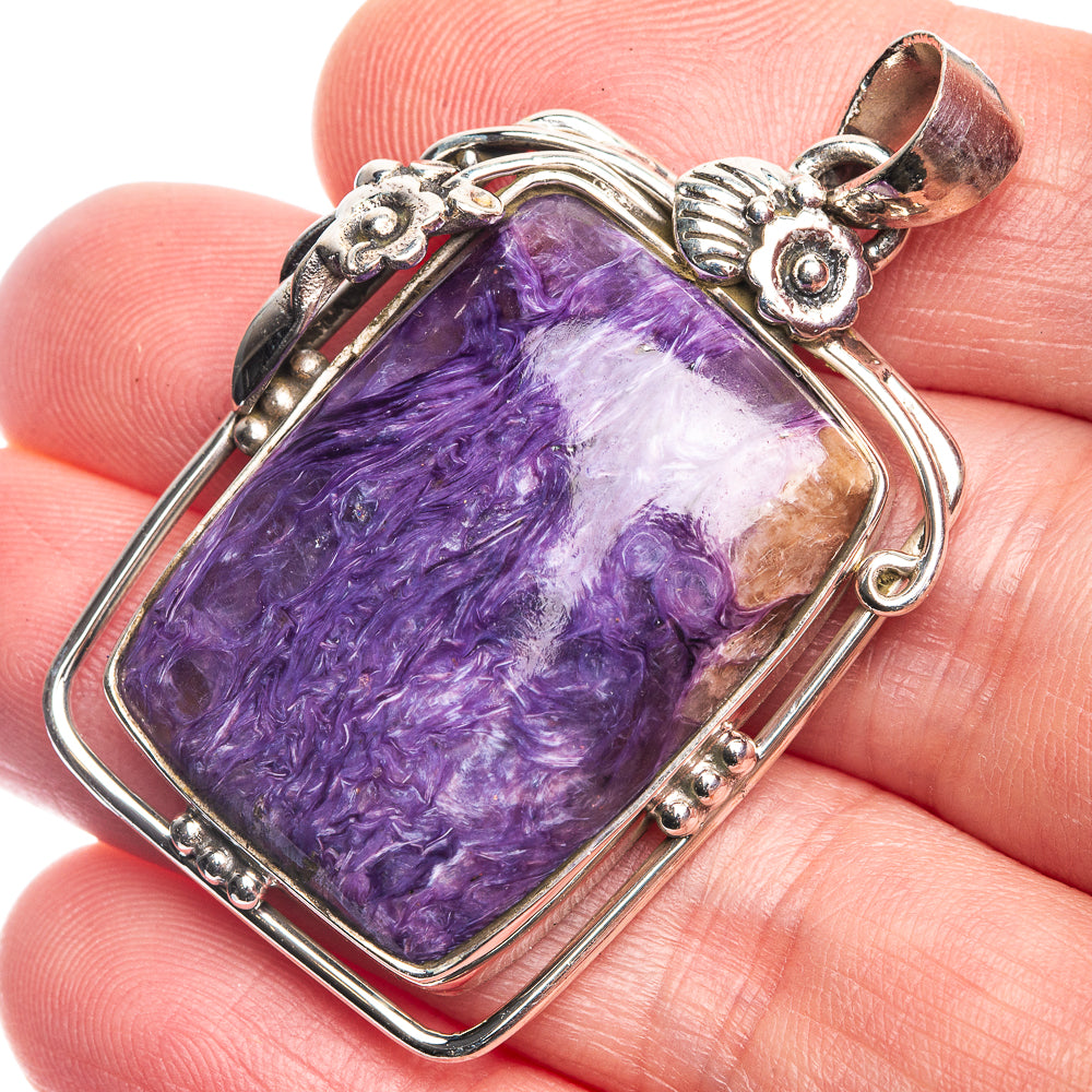 Charoite Pendant 1 3/4" (925 Sterling Silver) P39330