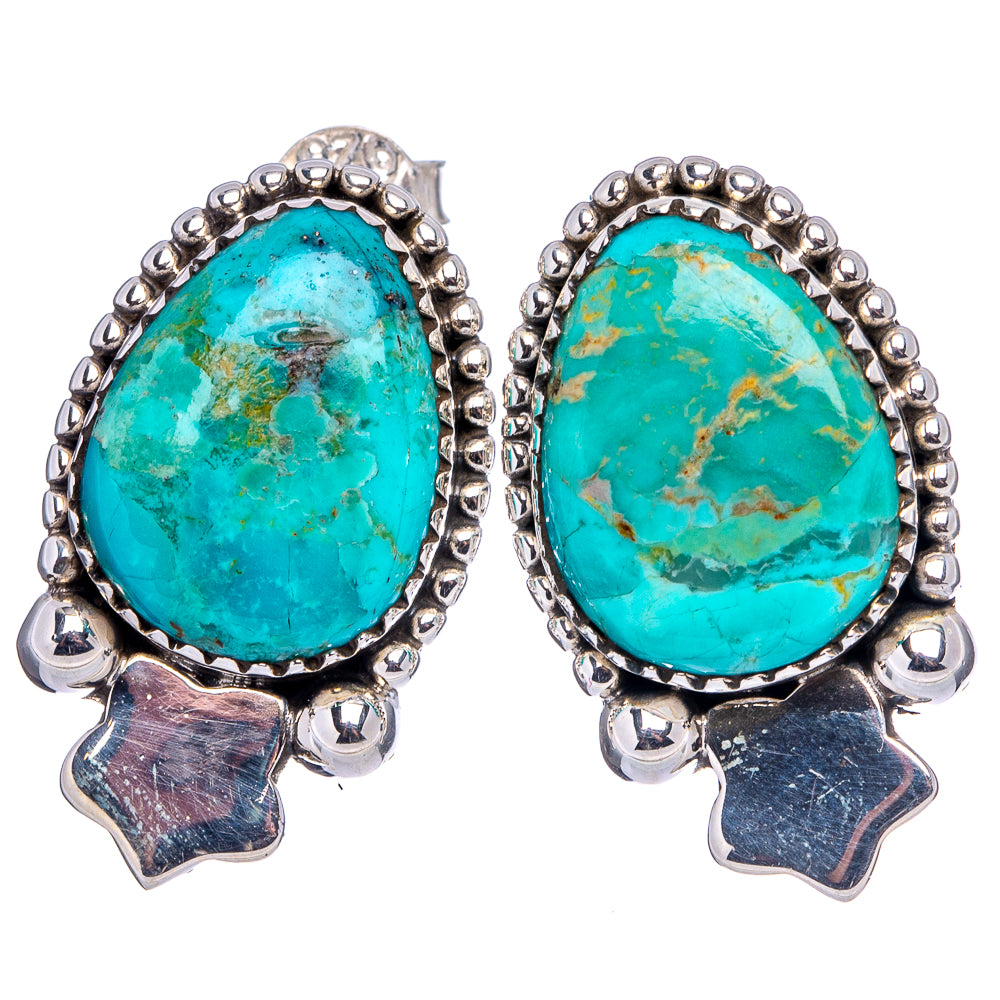 Mohave Turquoise Star Earrings 1" (.925 Sterling Silver)