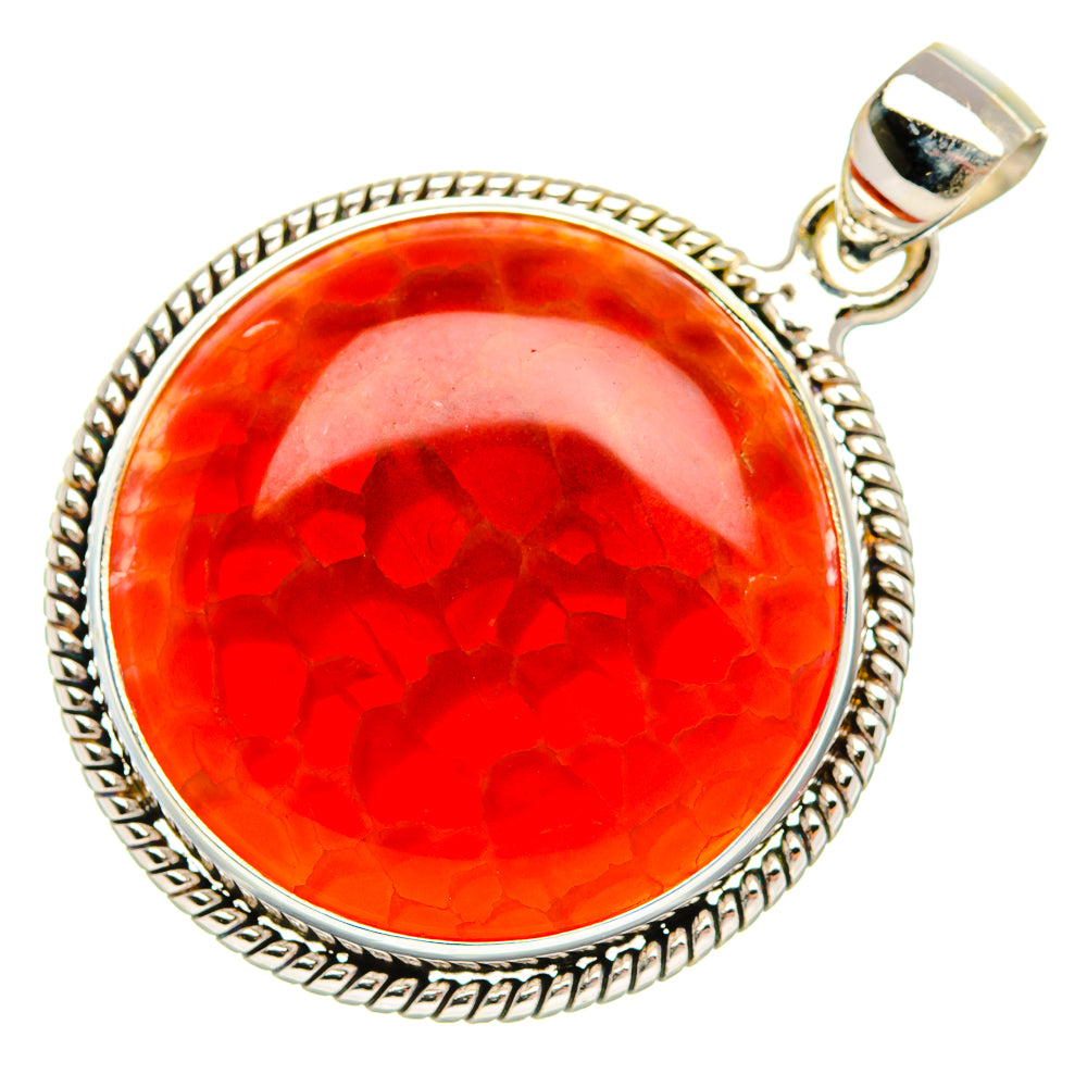 Fire Crab Agate Pendant 1 1/2" (925 Sterling Silver) PD38049