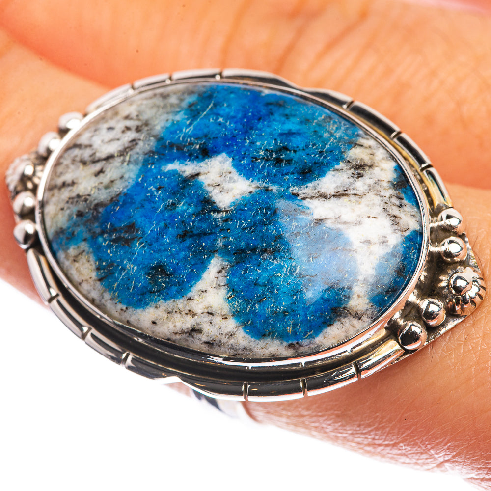 Huge K2 Blue Azurite 925 Sterling Silver Ring Size 8.25