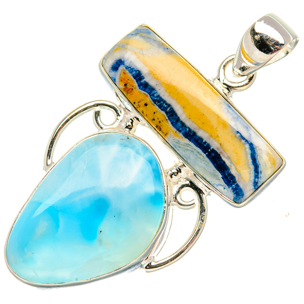 Blue Scheelite, Larimar Pendant 1 7/8" (925 Sterling Silver) PD37977