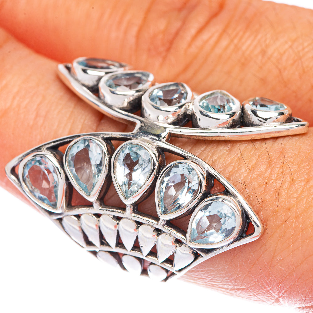 Large Blue Topaz Ring Size 8.5 (925 Sterling Silver) R144675