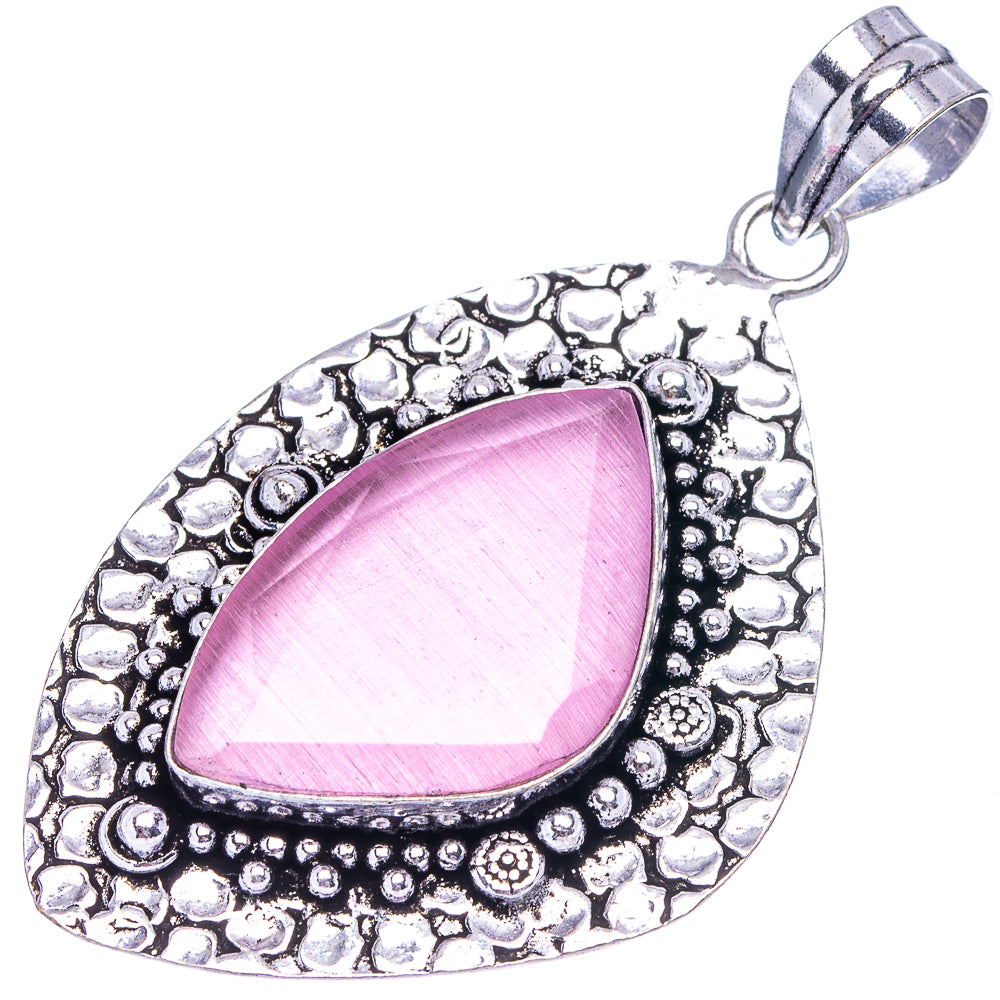Pink Onyx Pendant 2 3/8" (German Silver)