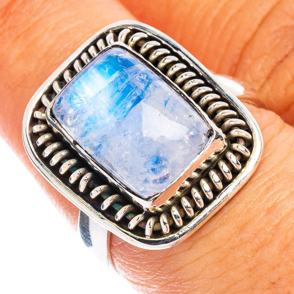 Rainbow Moonstone Ring Size 7 (925 Sterling Silver) R7871