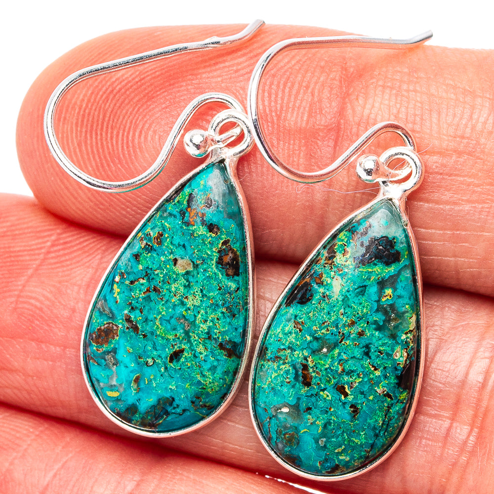 Mohave Turquoise Earrings 1 3/8" (.925 Sterling Silver)