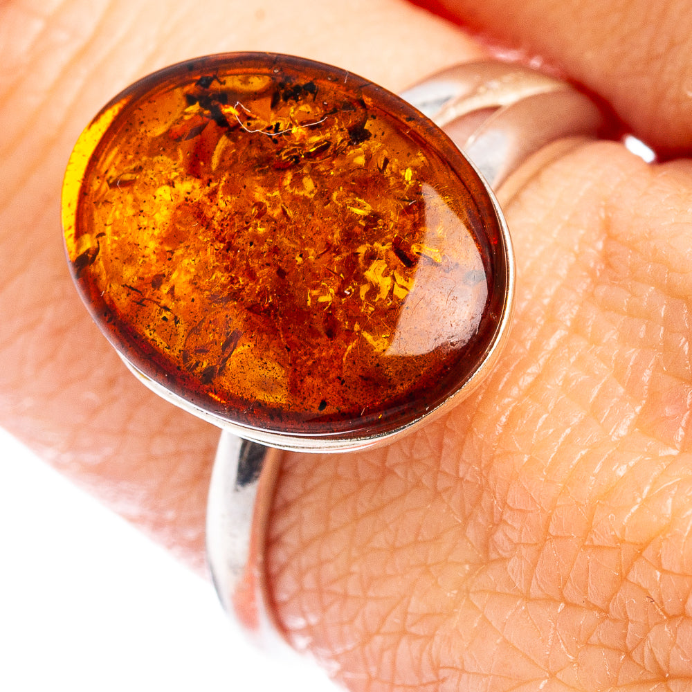 Baltic Amber Ring Size 7 Adjustable (.925 Sterling Silver)