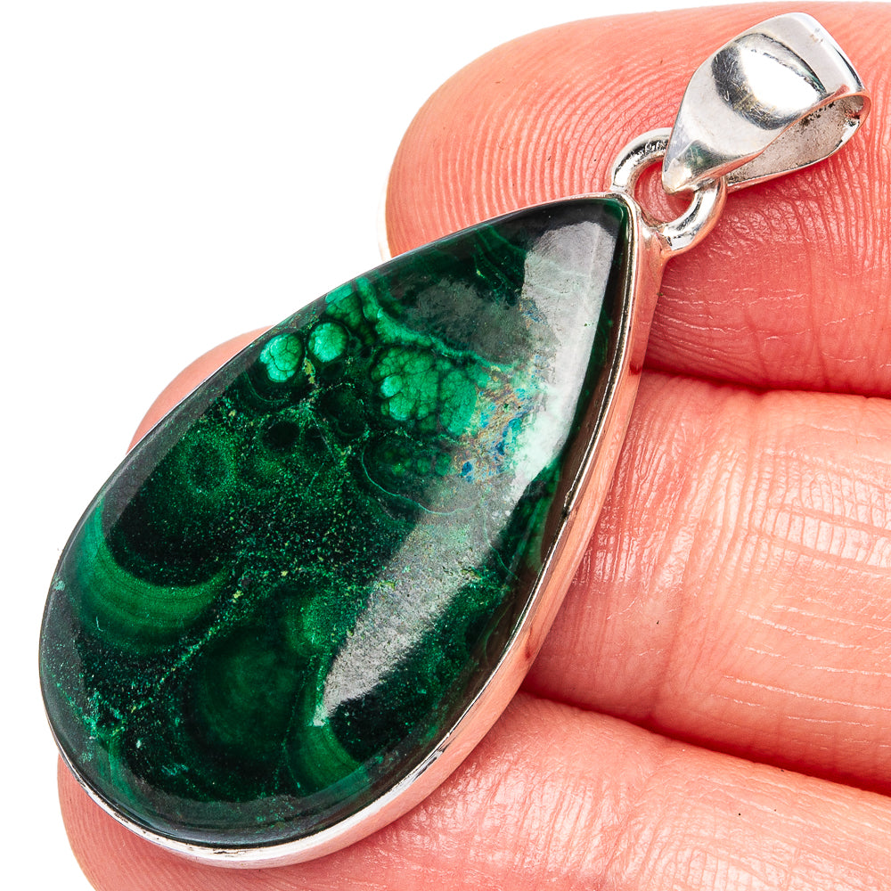 Malachite Pendants 1 5/8" (925 Sterling Silver) P43216