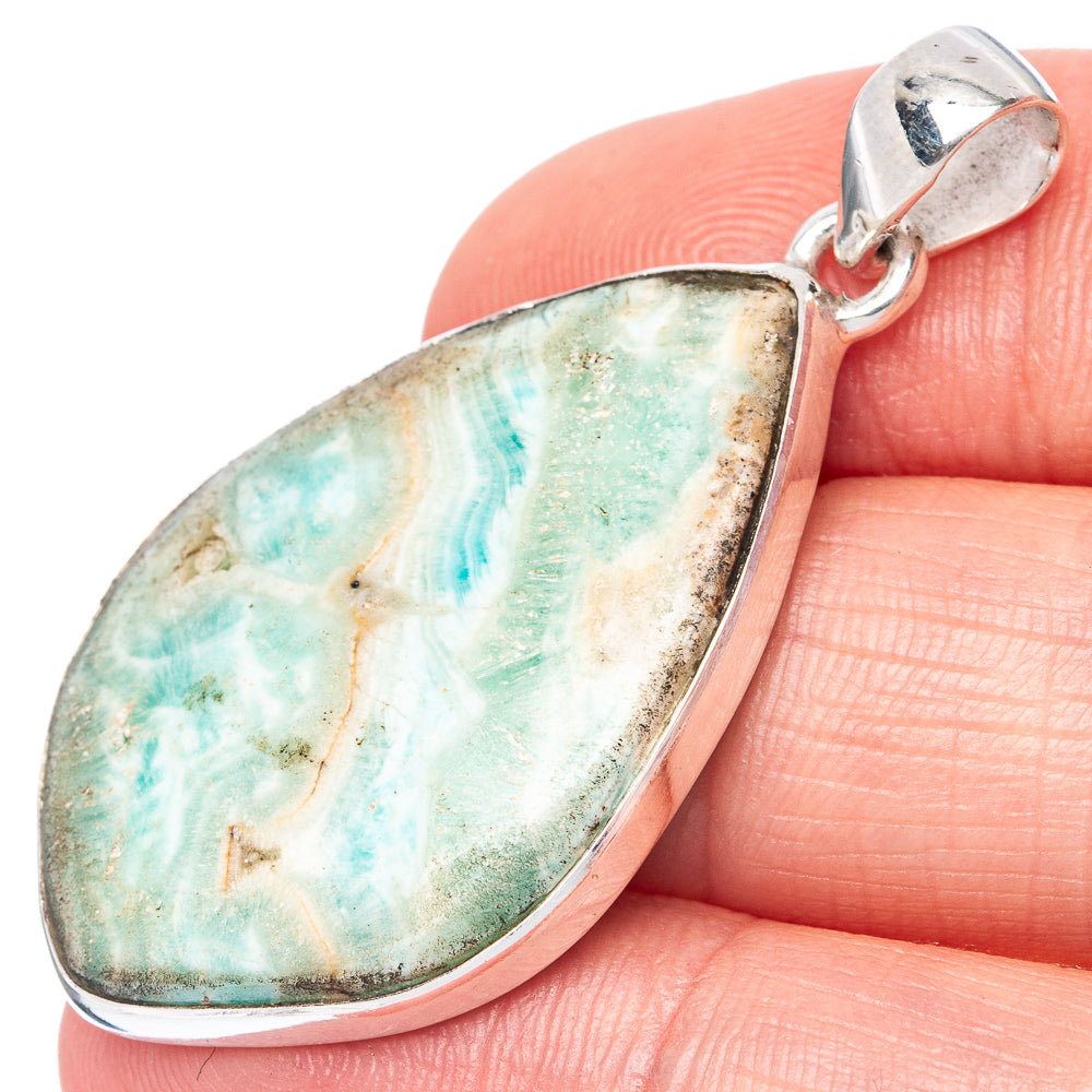 Blue Aragonite Pendant 1 5/8" (925 Sterling Silver) P42193
