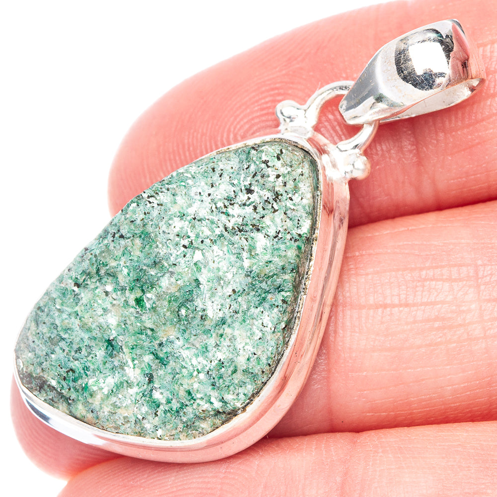 Green Fuchsite Pendant 1 1/2" (925 Sterling Silver) P40590