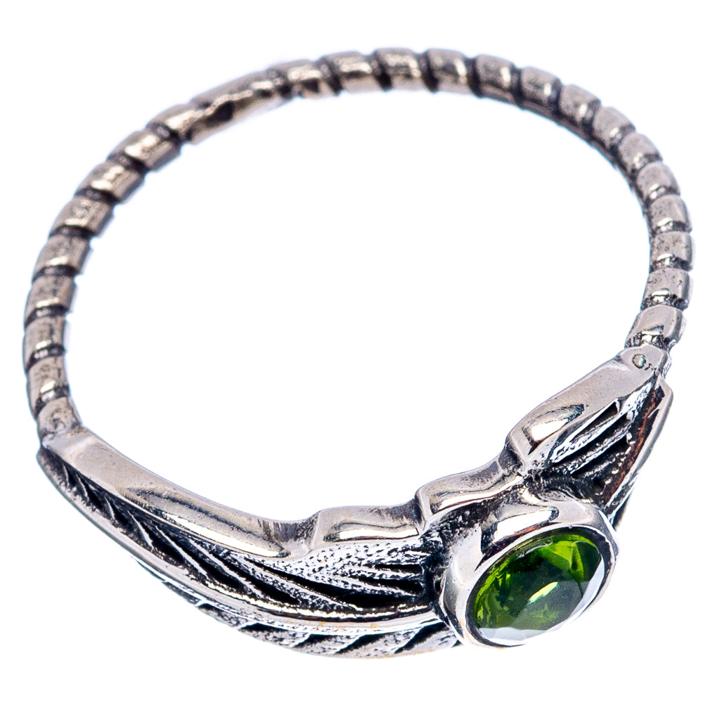 Peridot Feather Dainty Ring Size 6 (.925 Sterling Silver)