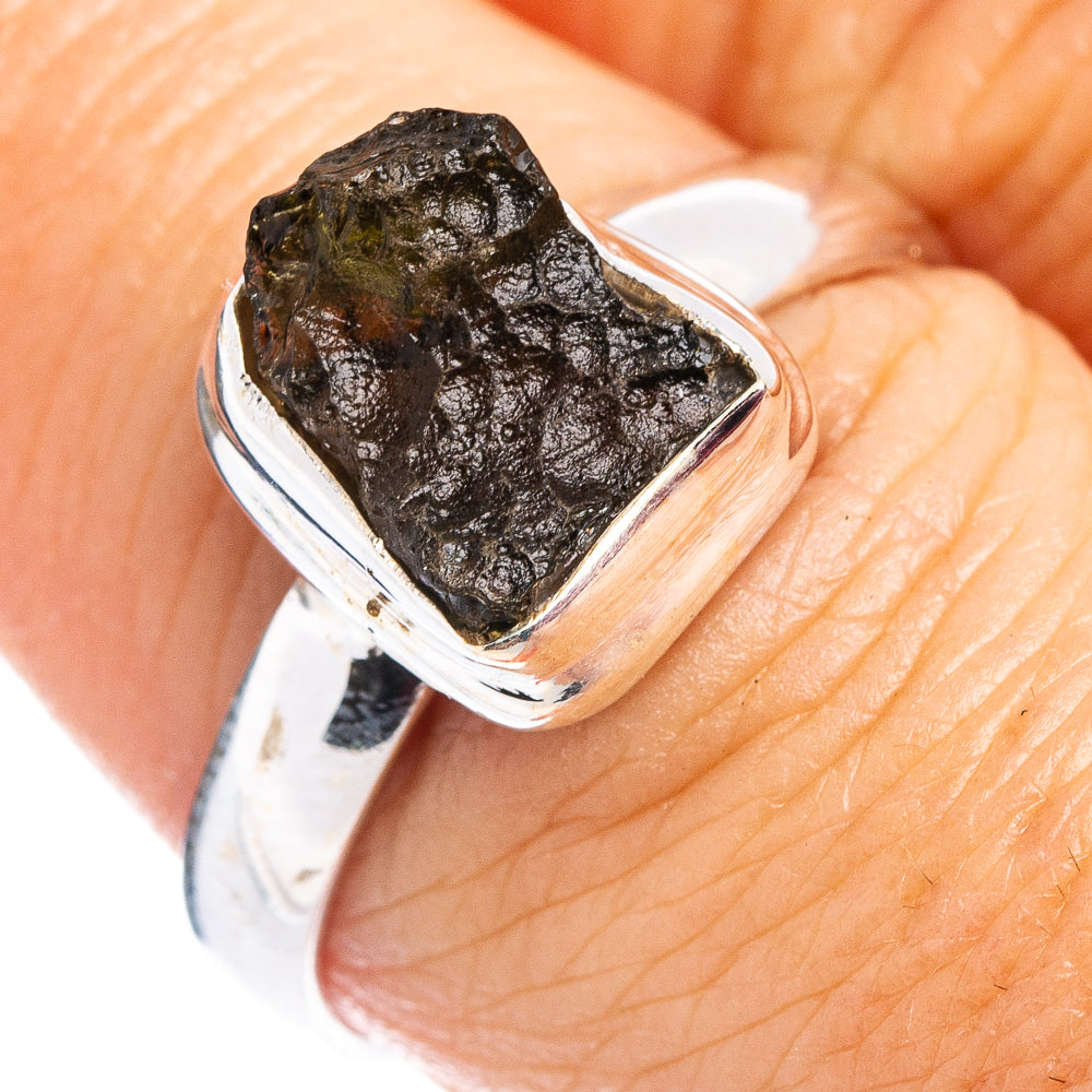 Rare Moldavite Ring Size 8 (.925 Sterling Silver)