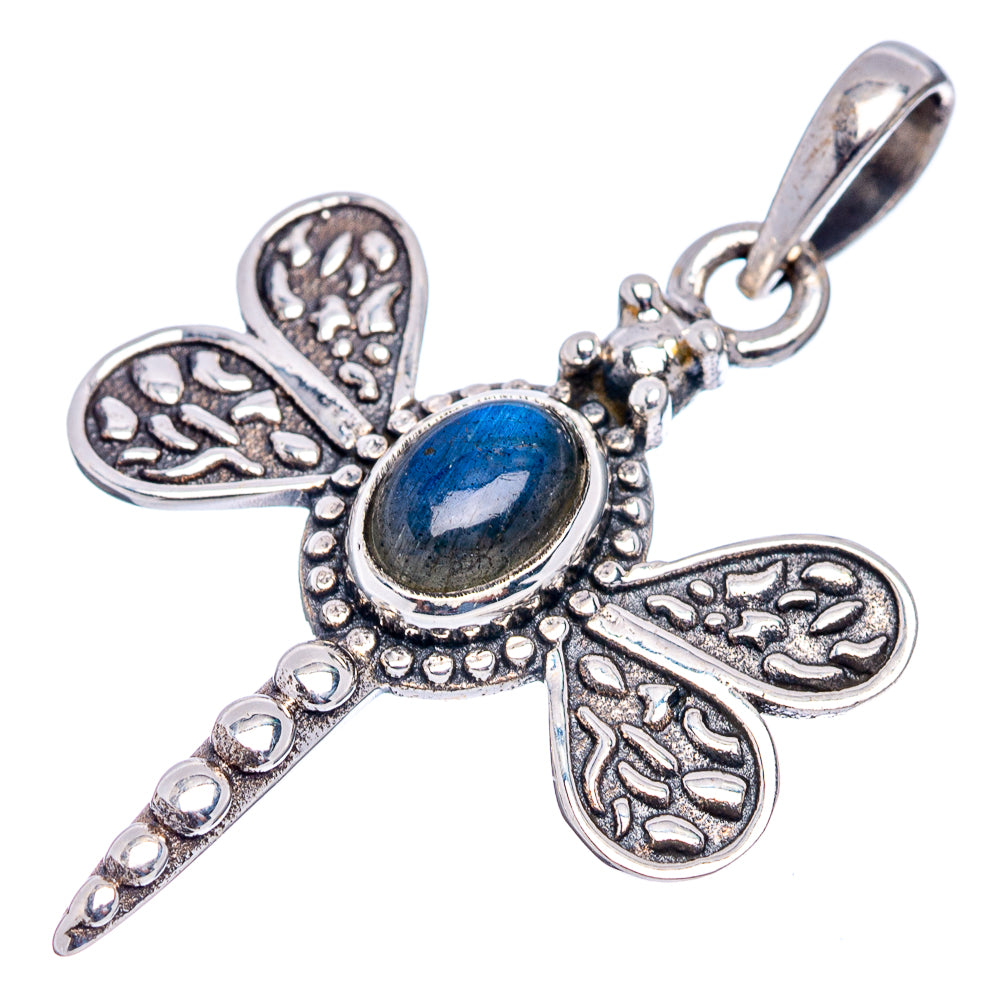 Labradorite Dragonfly Pendant 1 3/8" (.925 Sterling Silver)