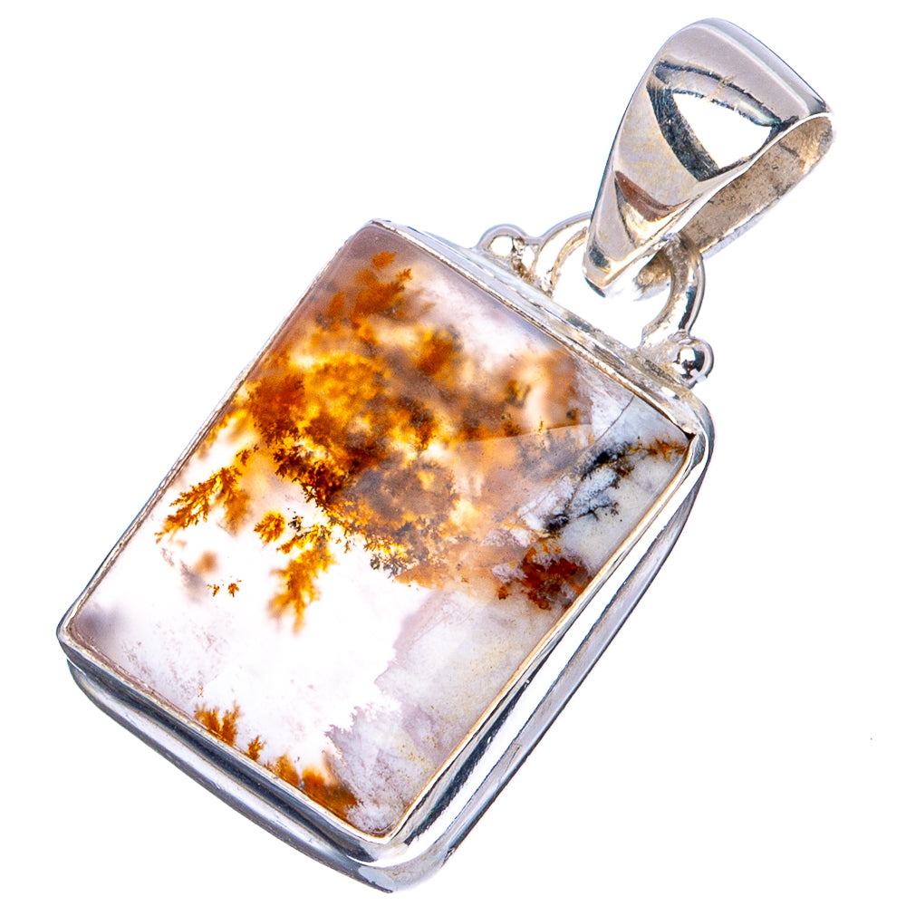 Scenic Dendritic Agate Pendant 1 1/8" (.925 Sterling Silver)