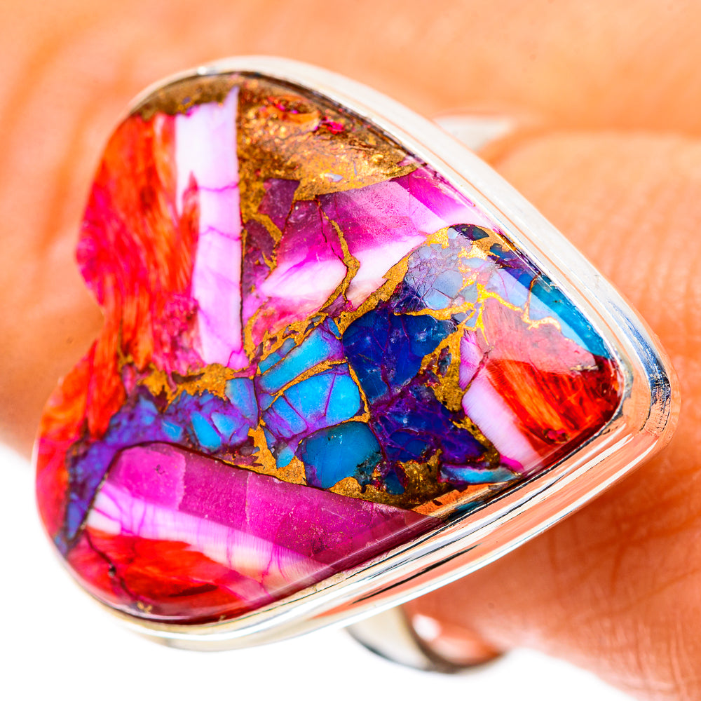 Large Kingman Pink Dahlia Turquoise 925 Sterling Silver Ring Size 9.5 (925 Sterling Silver) RING139518