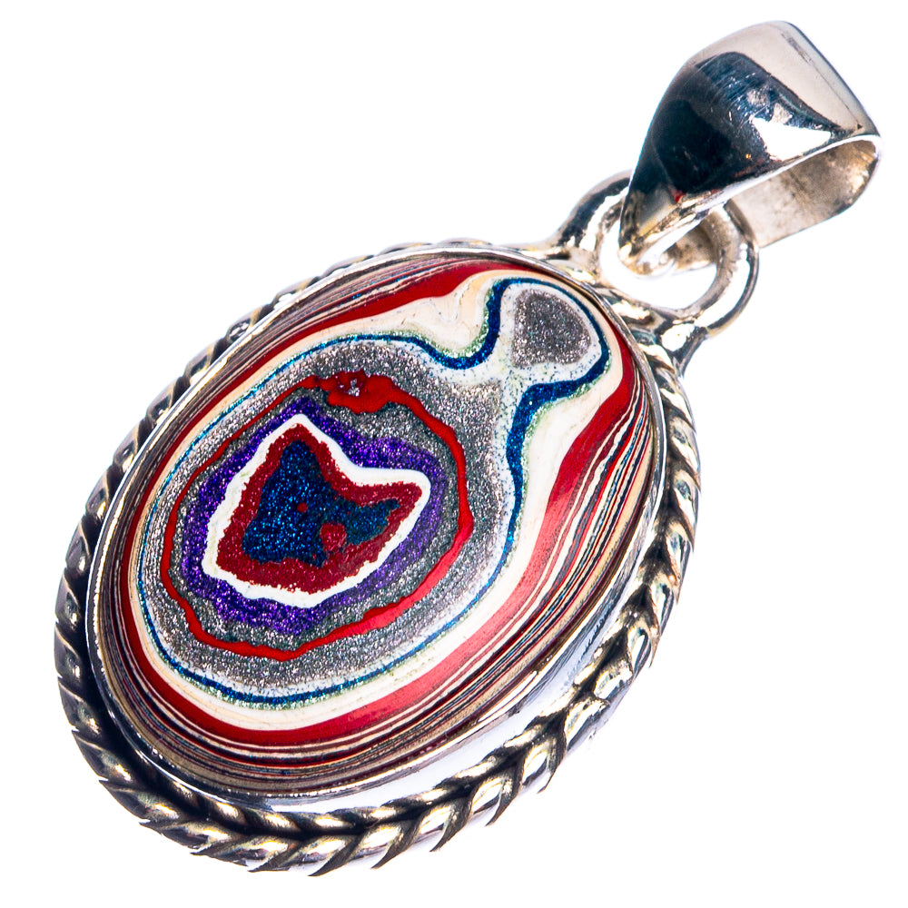 Fordite 925 Sterling Silver Pendant 1 1/4"