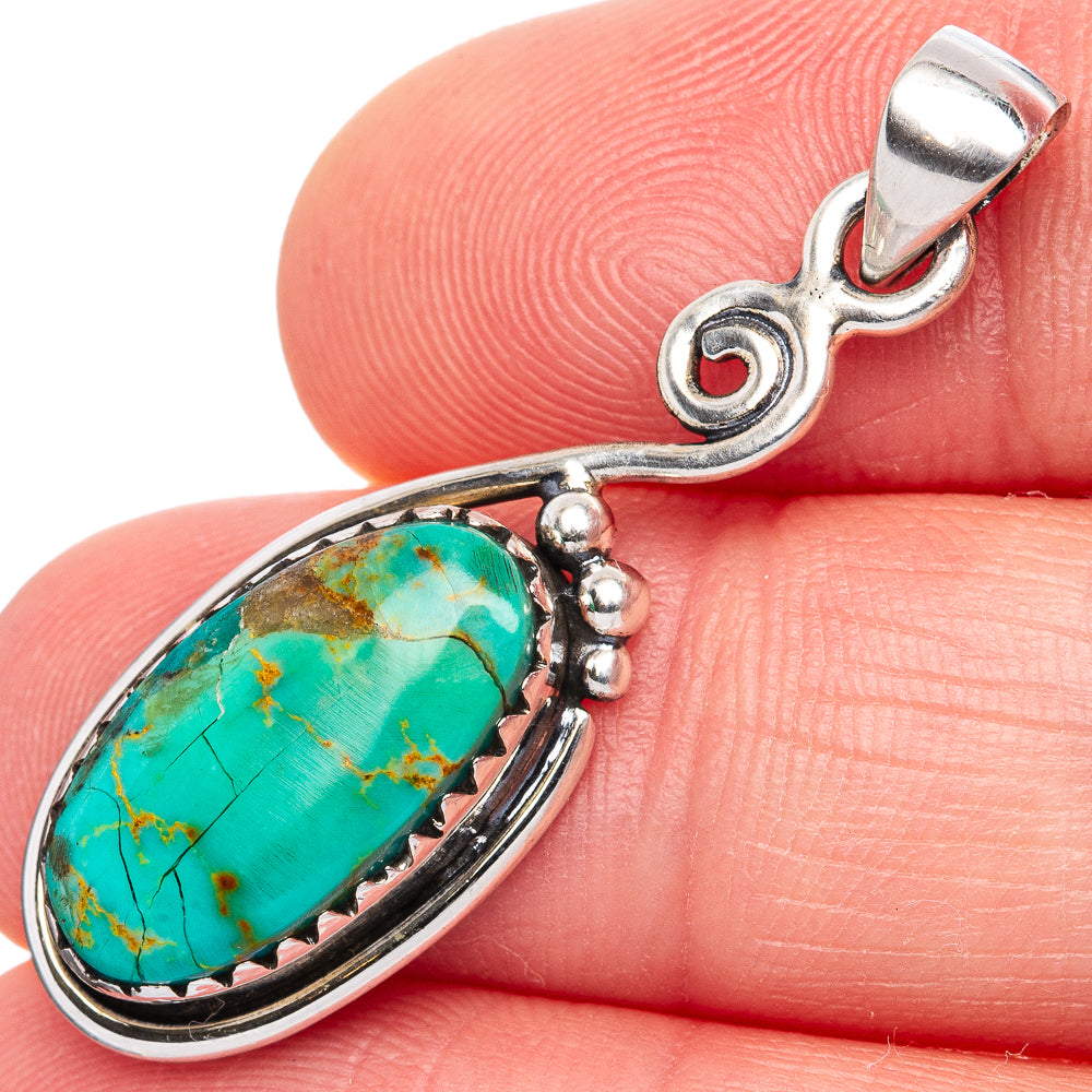 Rare Arizona Turquoise Pendant 1 5/8" (925 Sterling Silver) P42092