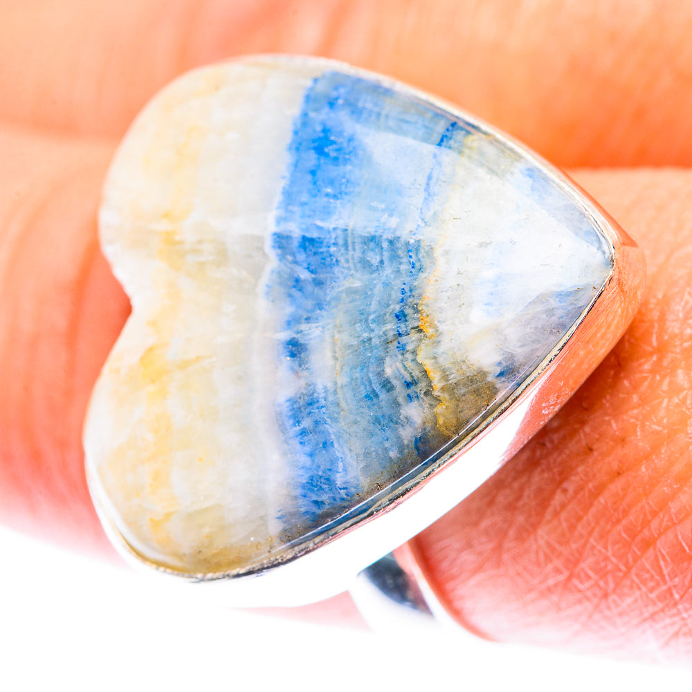 Large Blue Scheelite Ring Size 8.5 (925 Sterling Silver) RING140201