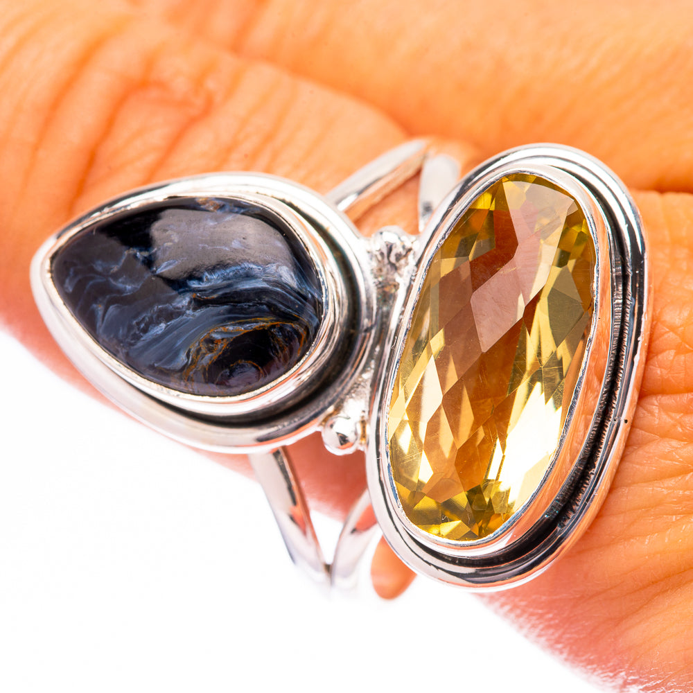 Large Lemon Quartz, Pietersite Ring Size 12 (925 Sterling Silver) R140662