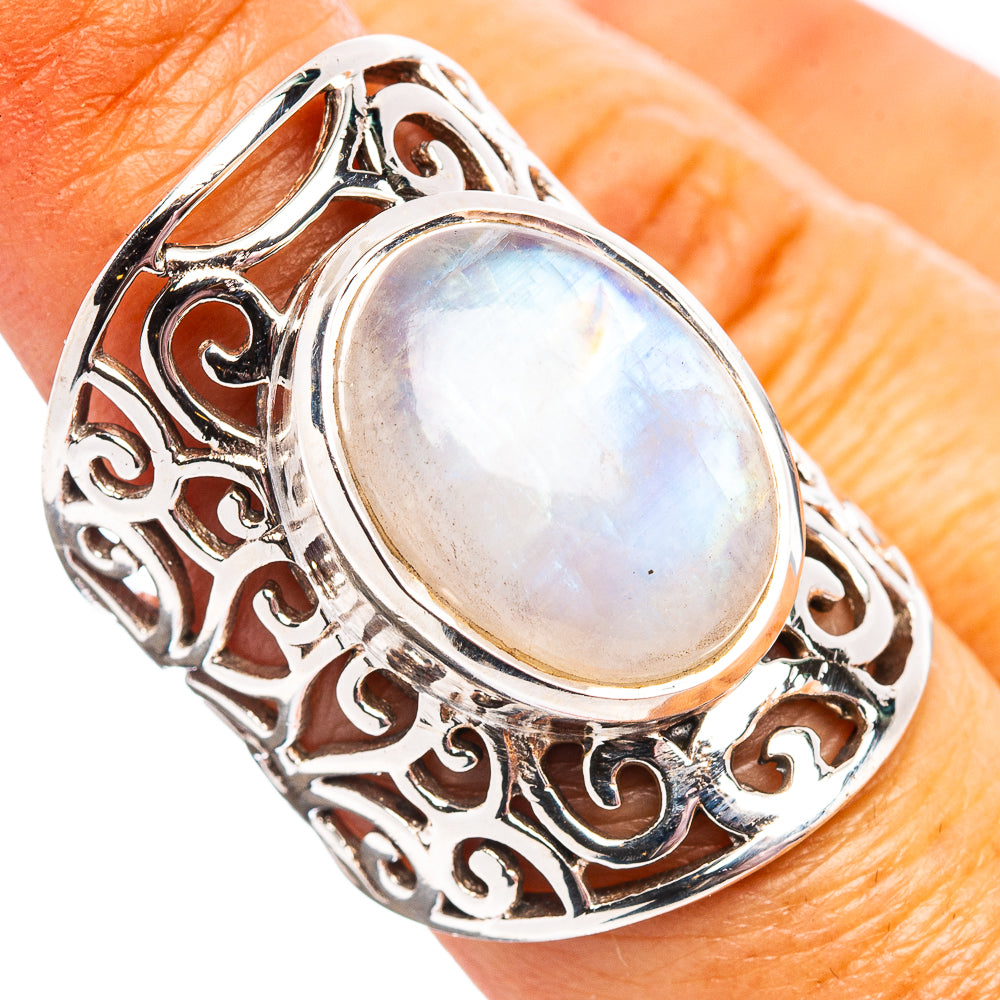 Huge Premium Rainbow Moonstone Ring Size 6.25 (.925 Sterling Silver)