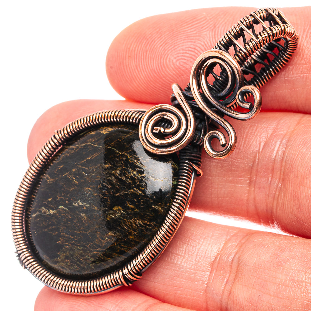 Pietersite Wire Wrap Pendant 2 1/4" (Oxidized Copper)