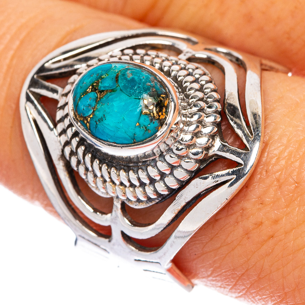 Blue Copper Composite Turquoise Ring Size 9 (925 Sterling Silver) R1269