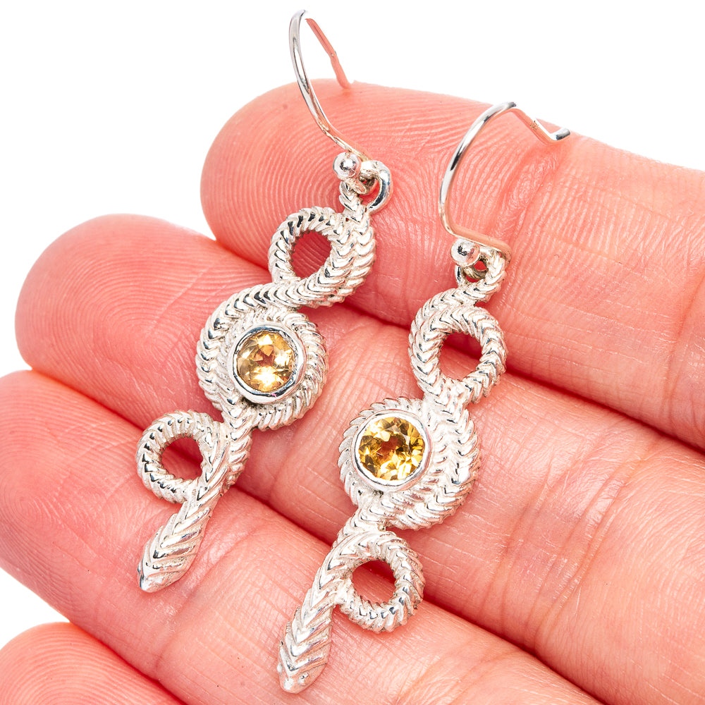Faceted Citrine Snake Earrings 1 3/4" (925 Sterling Silver) E433272