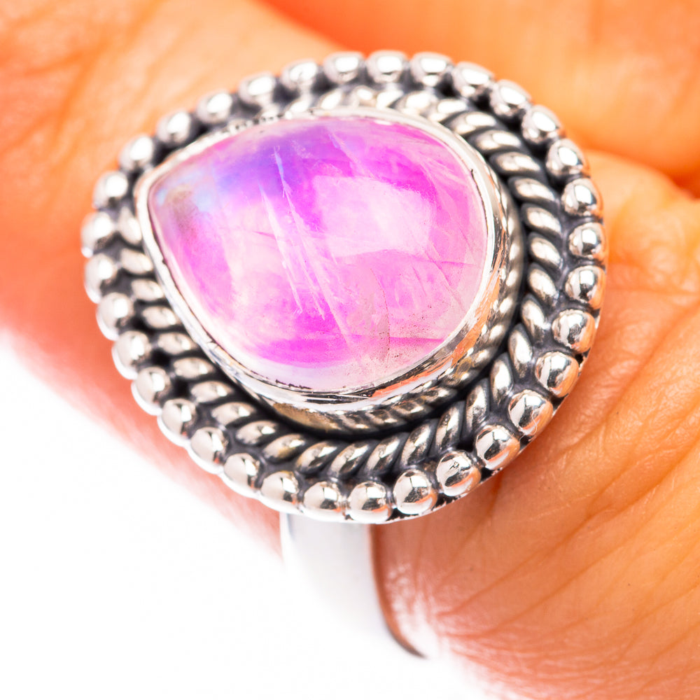 Pink Moonstone Ring Size 6.75 (925 Sterling Silver) R140763