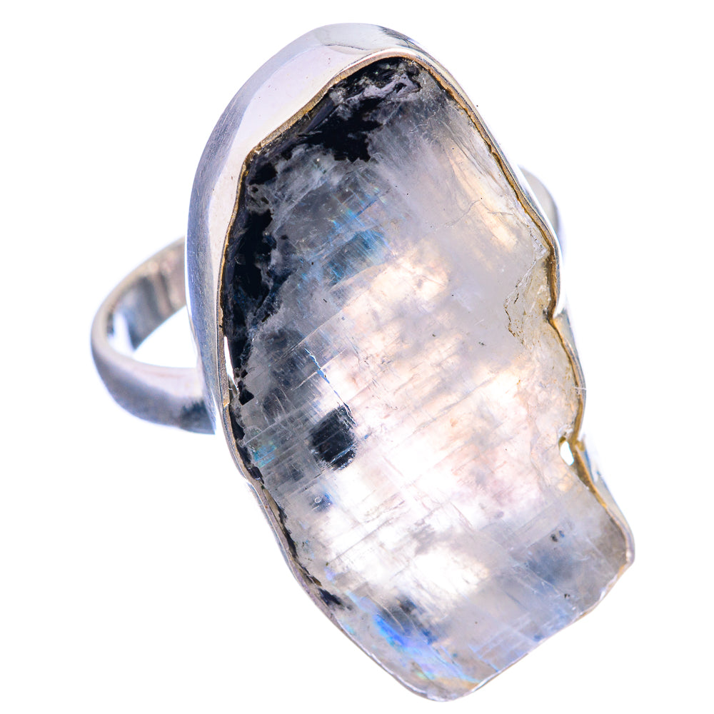 Large Raw Rainbow Moonstone Ring Size 10.75 (925 Sterling Silver) R142190