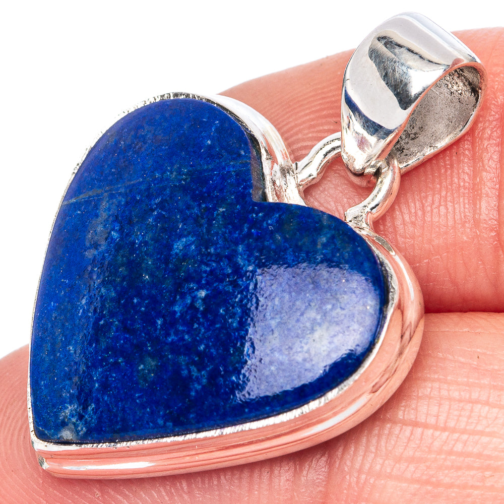 Lapis Lazuli Heart Pendant 1 1/4" (925 Sterling Silver) P41454