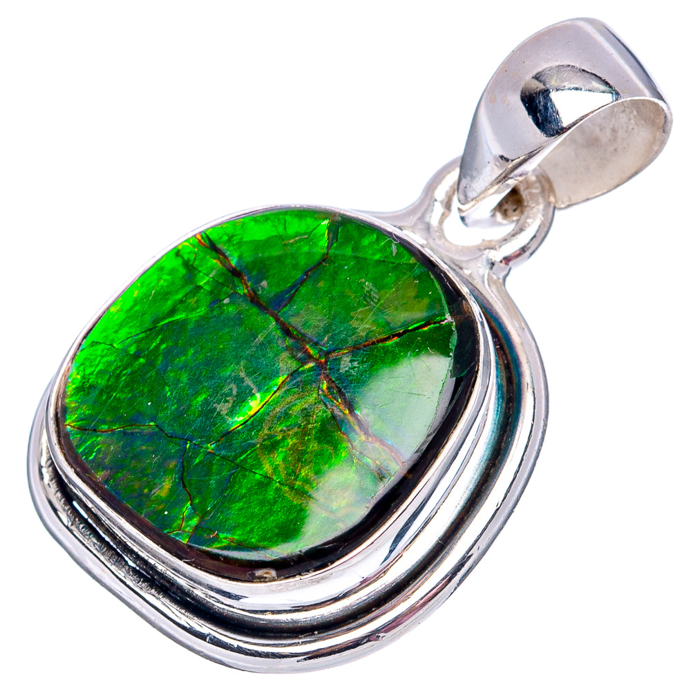 Premium Canadian Ammolite Pendant 1 1/8" (.925 Sterling Silver)